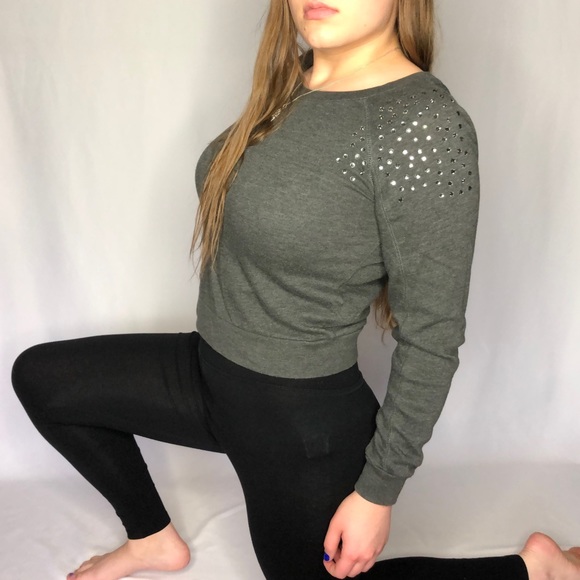 FOREVER 21 | Rhinestone Embellished Crewneck Sweatshirt Gray Size Small - Picture 4 of 15
